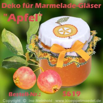 Preview: 619 Klöppelbrief Deko für Marmelade-Gläser "Apfel"